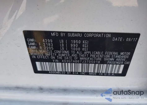 2018 Subaru Impreza 2.0I Premium from USA, damaged, VIN 4S3GTAB67J3705018